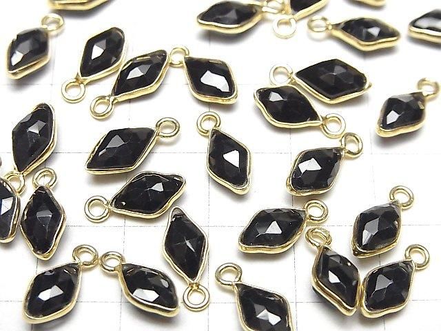 [Video]High Quality Black Spinel AAA Frame Miraculous Medal Ya Rose Cut 10x6mm 18KGP 3pcs