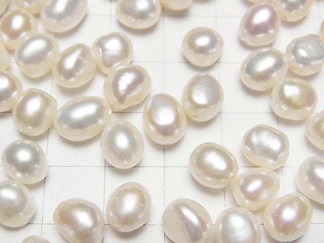 [Video]Fresh Water Pearl AA++ Potato -Baroque 7-11mm [Half Drilled Hole] White 10pcs