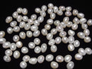 [Video]Fresh Water Pearl AA++ Potato -Baroque 7-11mm [Half Drilled Hole] White 10pcs