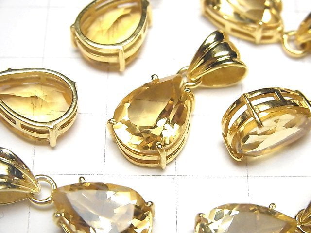 [Video] High Quality Citrine AAA Pear shape Faceted Pendant 14x10mm 18KGP 1pc