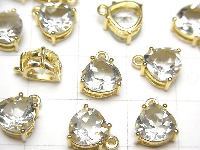 [Video] High Quality Green Amethyst AAA Bezel Setting Chestnut Faceted 8x8mm 18KGP 2pcs