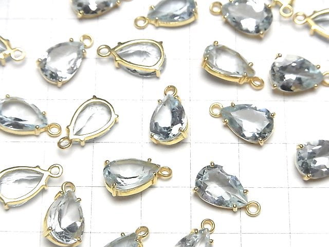 [Video]High Quality Sky Blue Topaz AAA- Bezel Setting Pear shape Faceted 12x8mm 18KGP 1pc