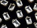 [Video]High Quality White Topaz AAA Bezel Setting Rectangle Faceted 8x6mm 18KGP 2pcs