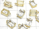 [Video]High Quality White Topaz AAA Bezel Setting Rectangle Faceted 8x6mm 18KGP 2pcs