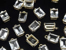 [Video]High Quality White Topaz AAA Bezel Setting Rectangle Faceted 8x6mm 18KGP 2pcs