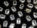 [Video]High Quality White Topaz AAA Bezel Setting Rectangle Faceted 8x6mm 18KGP 2pcs