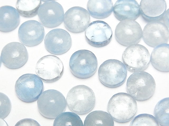 [Video]Aquamarine AA++ Round Cabochon 8x8mm 5pcs