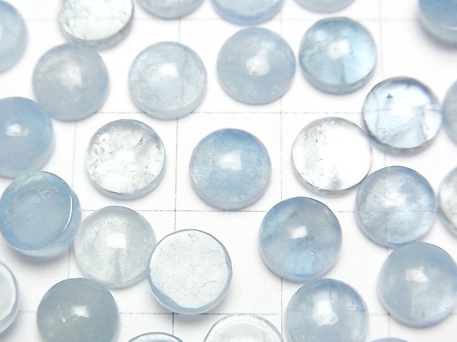 [Video]Aquamarine AA++ Round Cabochon 8x8mm 5pcs