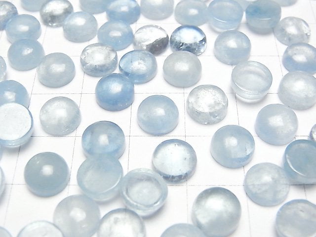 [Video]Aquamarine AA++ Round Cabochon 8x8mm 5pcs