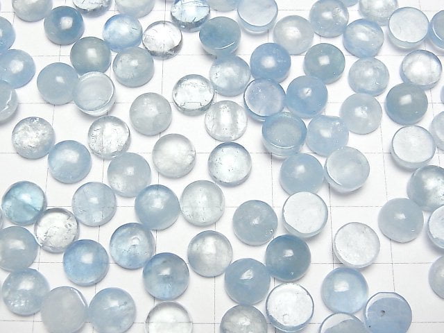 [Video]Aquamarine AA++ Round Cabochon 8x8mm 5pcs