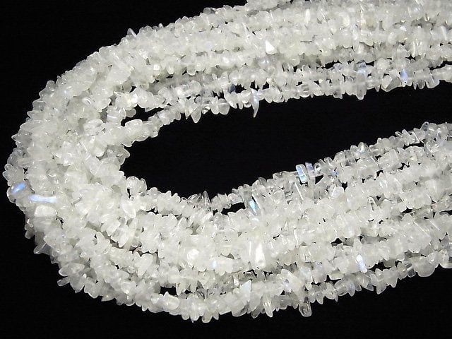 [Video] High Quality Rainbow Moonstone AAA Chips (Small Nugget) 1strand beads (aprx.33inch / 84cm)