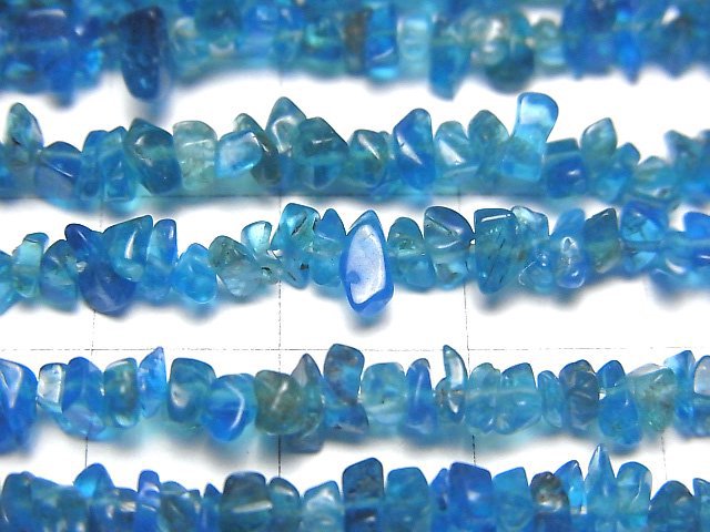 [Video] High Quality Neon Blue Apatite AAA Chips (Small Nugget) 1strand beads (aprx.34inch / 86cm)