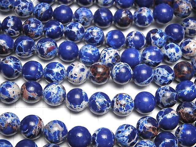 Blue color Kaolinite Round 8mm 1strand beads (aprx.15inch / 37cm)