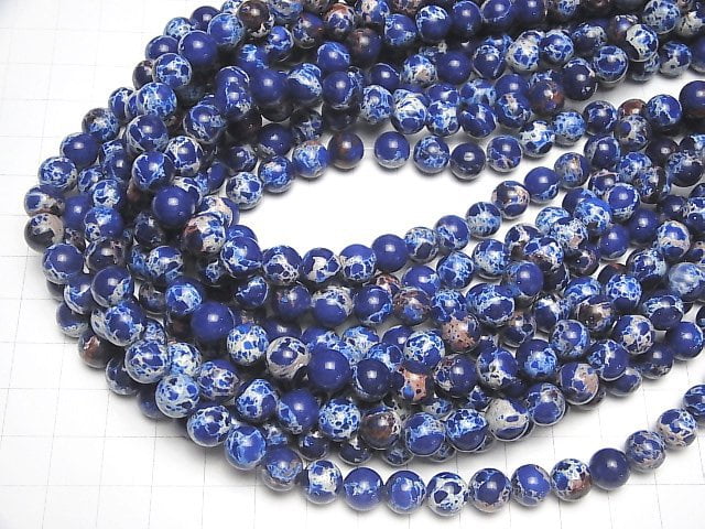 Blue color Kaolinite Round 8mm 1strand beads (aprx.15inch / 37cm)