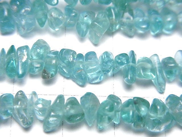 [Video] High Quality Blue Apatite AAA-Chips (Small Nugget) 1strand beads (aprx.36inch / 90cm)