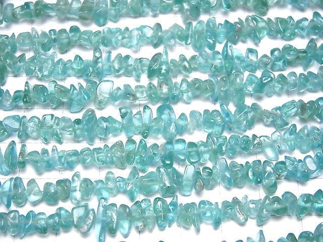 [Video] High Quality Blue Apatite AAA-Chips (Small Nugget) 1strand beads (aprx.36inch / 90cm)