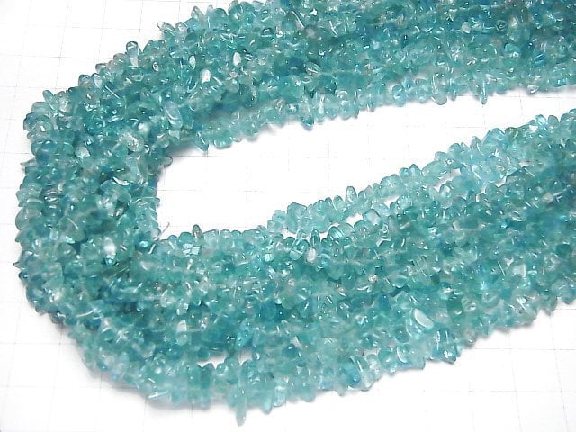 [Video] High Quality Blue Apatite AAA-Chips (Small Nugget) 1strand beads (aprx.36inch / 90cm)