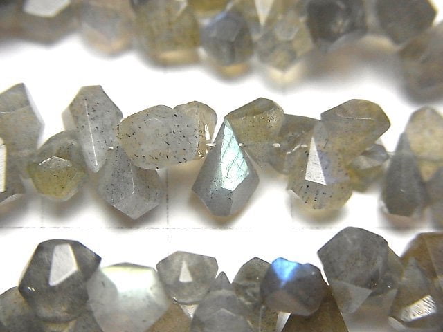 [Video] Labradorite AA++ Rough Drop Faceted Briolette 1strand beads (aprx.3inch / 7cm)