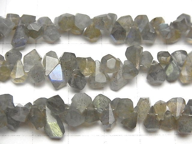 [Video] Labradorite AA++ Rough Drop Faceted Briolette 1strand beads (aprx.3inch / 7cm)