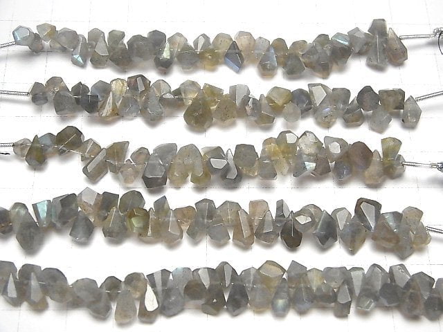 [Video] Labradorite AA++ Rough Drop Faceted Briolette 1strand beads (aprx.3inch / 7cm)