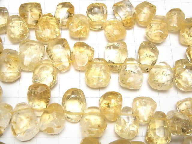 [Video] Citrine AA++ Faceted Nugget Top Side Drilled Hole [Light Color] half or 1strand beads (aprx.13inch / 33cm)