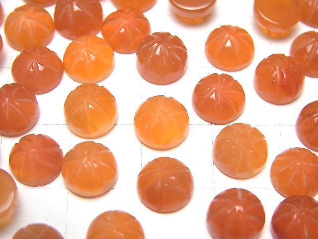 [Video] High Quality Carnelian AAA Carved Round Cabochon 8x8mm 4pcs