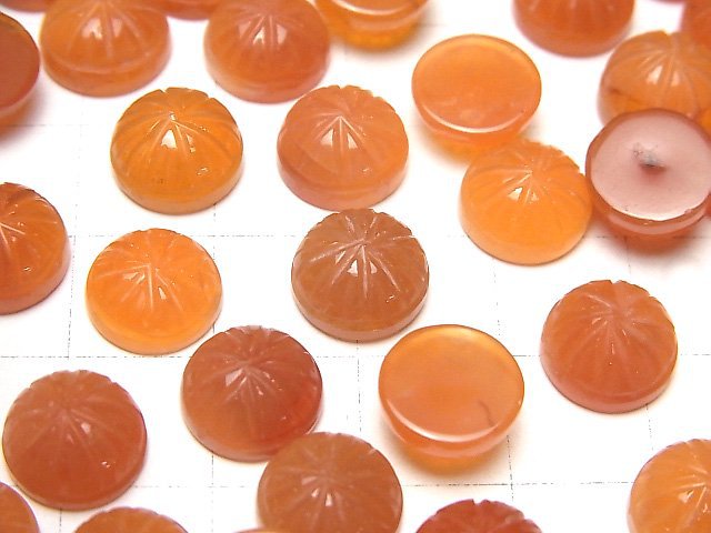 [Video] High Quality Carnelian AAA Carved Round Cabochon 10x10mm 3pcs