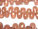 [Video] High Quality Peru Rhodochrosite AAA- Pear shape Faceted Briolette half or 1strand beads (aprx.7inch / 18cm)