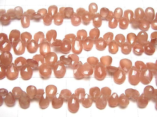 [Video] High Quality Peru Rhodochrosite AAA- Pear shape Faceted Briolette half or 1strand beads (aprx.7inch / 18cm)