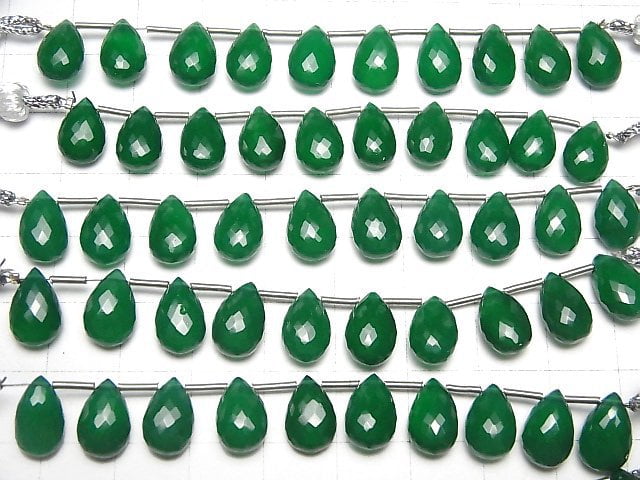 [Video] High Quality Green Onyx AAA Pear shape Faceted Briolette 10x7mm 1strand (8pcs)