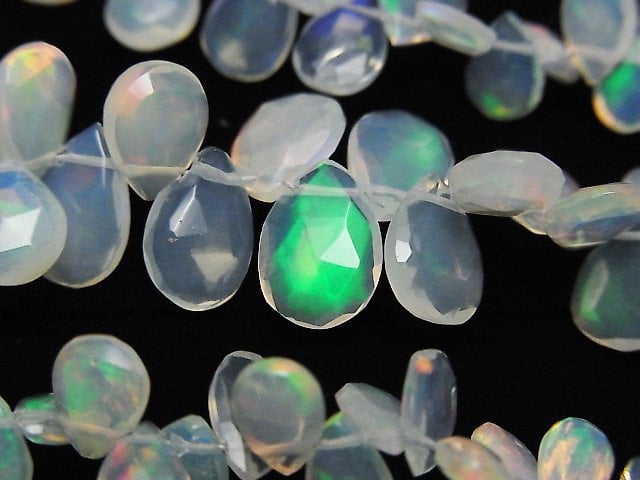 Faceted Briolette, Opal, Pear Shape Gemstone Beads