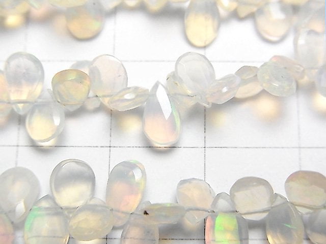 [Video] High Quality Ethiopia Opal AAA Pear shape Faceted Briolette half or 1strand beads (aprx.15inch / 36cm)