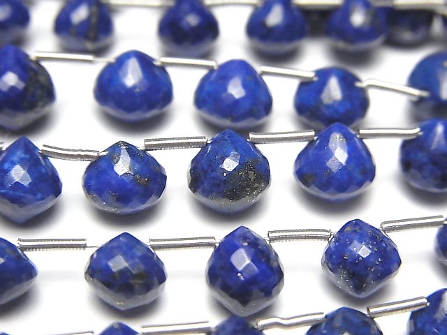 Faceted Briolette, Lapis lazuli, Onion shape Gemstone Beads