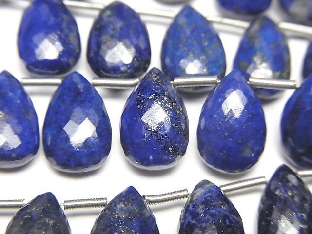 Faceted Briolette, Lapis lazuli, Pear Shape Gemstone Beads