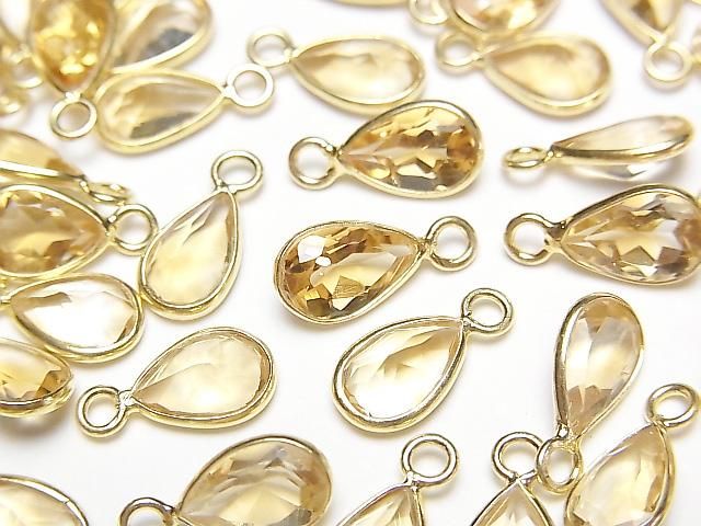 [Video]High Quality Citrine AAA Bezel Setting Pear shape Faceted 8.5x6mm 18KGP 5pcs