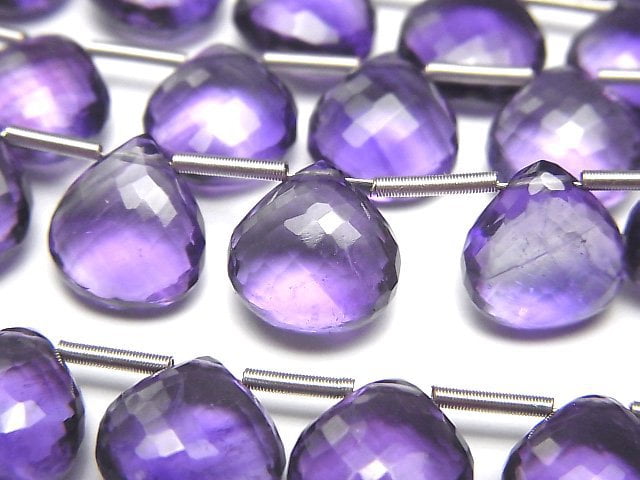 Amethyst, Chestnut Shape, Faceted Briolette Gemstone Beads