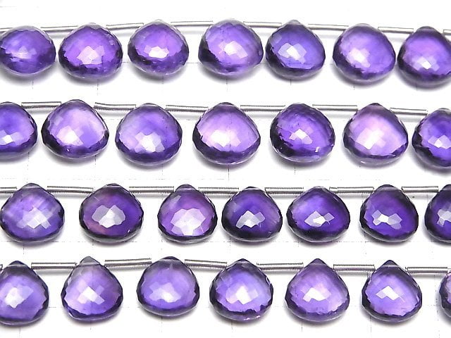 [Video] High Quality Amethyst AAA Chestnut Faceted Briolette 10x10mm half or 1strand (8pcs)