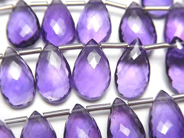 Amethyst, Faceted Briolette, Pear Shape Gemstone Beads