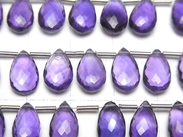 [Video] High Quality Amethyst AAA Pear shape Faceted Briolette 11x7mm 1strand (8pcs)
