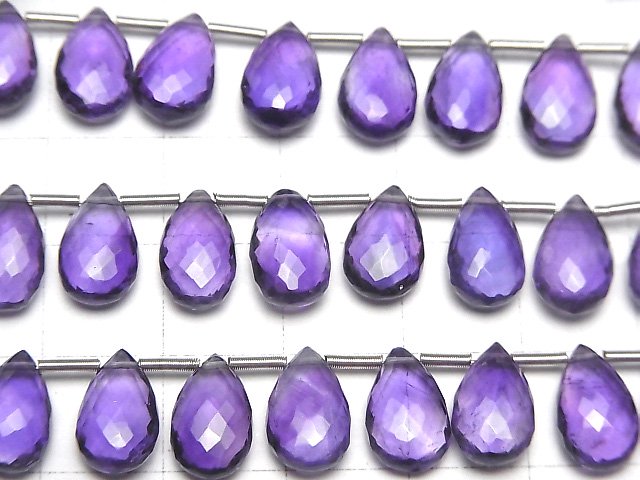 [Video] High Quality Amethyst AAA Pear shape Faceted Briolette 11x7mm 1strand (8pcs)
