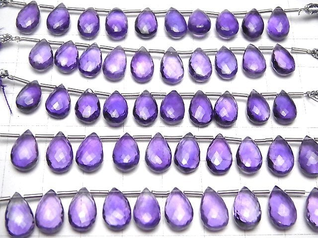 [Video] High Quality Amethyst AAA Pear shape Faceted Briolette 11x7mm 1strand (8pcs)