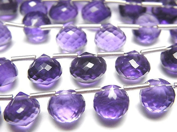 [Video] High Quality Amethyst AAA Onion Faceted Briolette 7x7x7mm 1strand (8pcs)