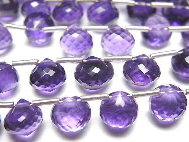 [Video] High Quality Amethyst AAA Onion Faceted Briolette 7x7x7mm 1strand (8pcs)