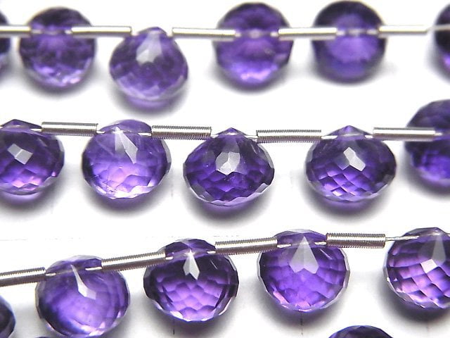 [Video] High Quality Amethyst AAA Onion Faceted Briolette 7x7x7mm 1strand (8pcs)