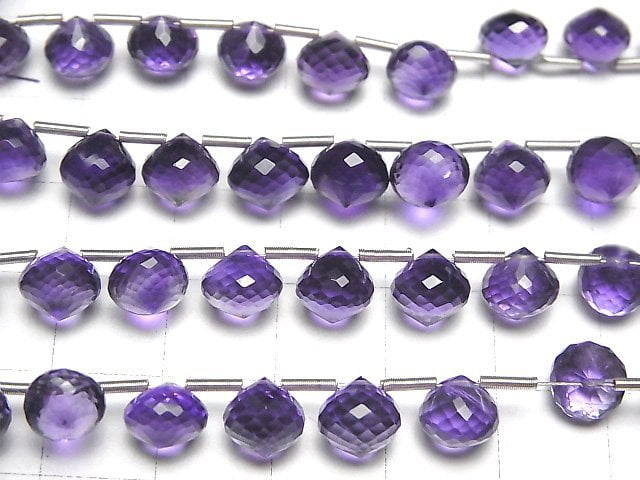 [Video] High Quality Amethyst AAA Onion Faceted Briolette 7x7x7mm 1strand (8pcs)
