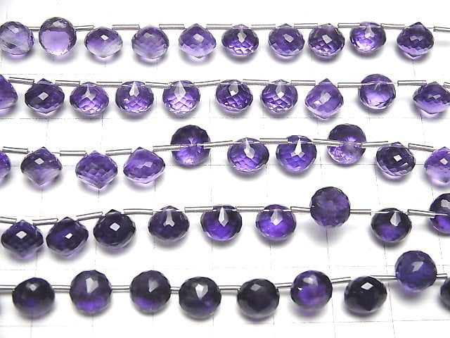 [Video] High Quality Amethyst AAA Onion Faceted Briolette 7x7x7mm 1strand (8pcs)