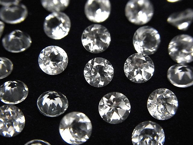 [Video]High Quality White Topaz AAA Loose stone Round Faceted 5x5mm 5pcs