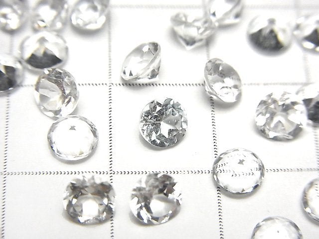 [Video]High Quality White Topaz AAA Loose stone Round Faceted 5x5mm 5pcs