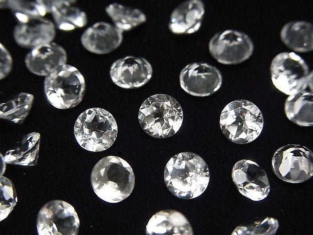 [Video]High Quality White Topaz AAA Loose stone Round Faceted 5x5mm 5pcs