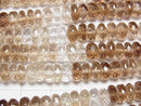 [Video] High Quality Brown Topaz AAA Faceted Button Rondelle half or 1strand beads (aprx.9inch / 22cm)